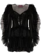 Victor & Rolf Ruffled Tulle Mini Dress - Black