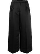 Simone Rocha Ruffled Patch Wide-legged Cropped Trousers - Black