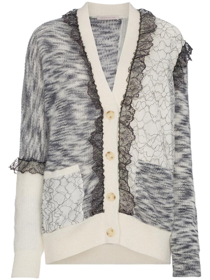Christopher Kane Patchwork Lace Trim Cardigan - White
