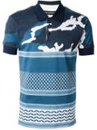 Neil Barrett Pattern Camouflage Polo Shirt, Men's, Size: M, Blue, Cotton