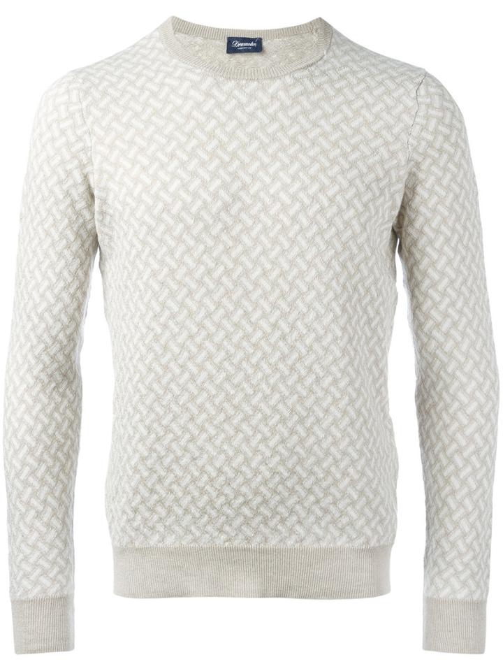 Drumohr Chain Pattern Jumper, Men's, Size: 50, Nude/neutrals, Linen/flax/polyamide