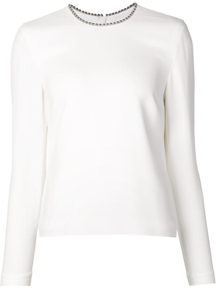 Alexander Wang Embellished Collar Top, Women's, Size: 6, White, Viscose/acetate/spandex/elastane