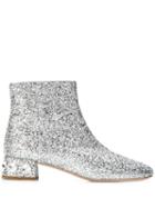 Miu Miu Glitter Ankle Boots - Silver