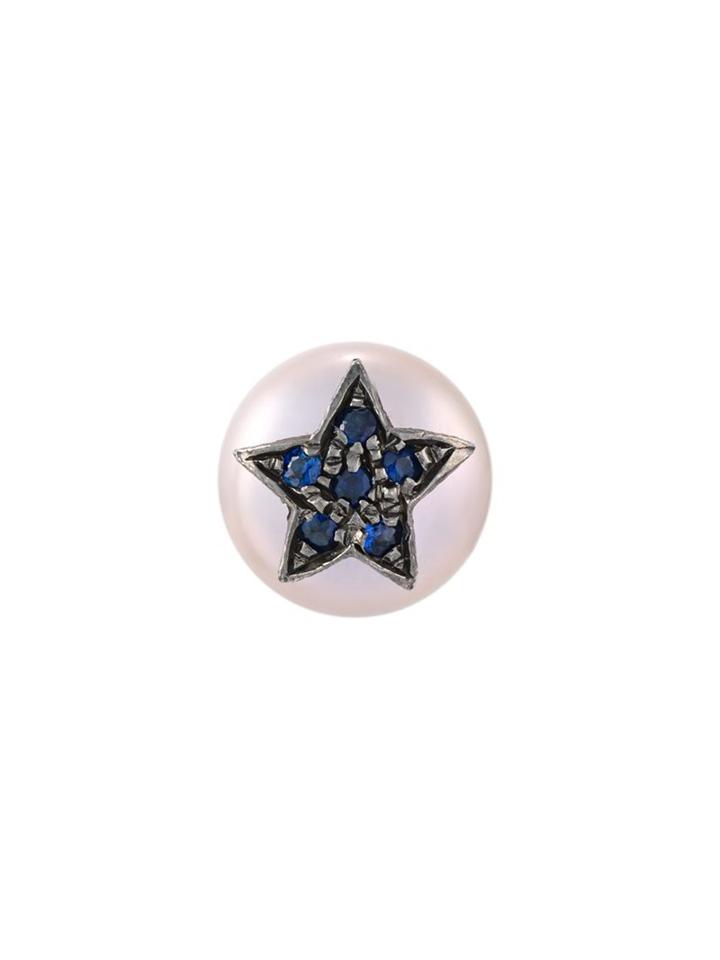 Carolina Bucci 'superstellar' Pearl And Sapphire Stud Earring, Women's, Metallic
