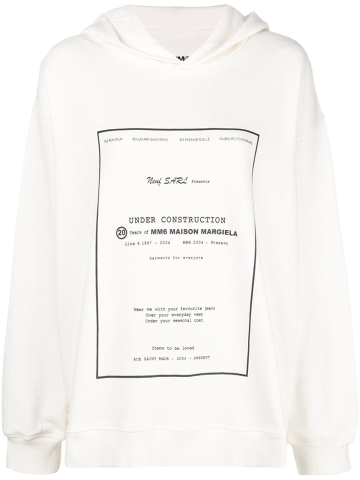 Mm6 Maison Margiela Oversized Logo Print Hoodie - White