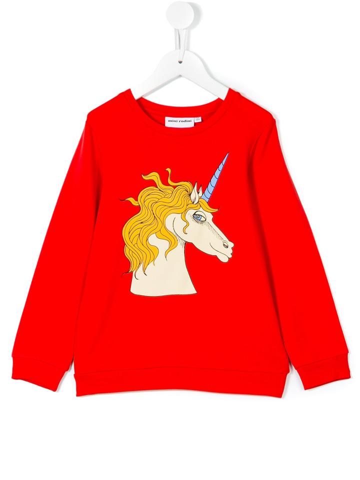 Mini Rodini - Unicorn Sweatshirt - Kids - Spandex/elastane/micromodal - 3 Yrs, Red
