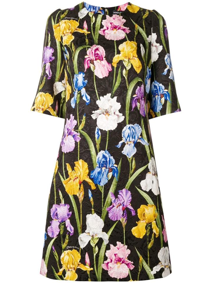 Dolce & Gabbana Floral-print Jacquard Dress - Black