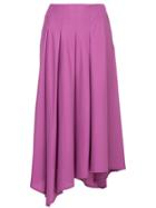 Aula Pleated Asymmetric Skirt - Pink & Purple