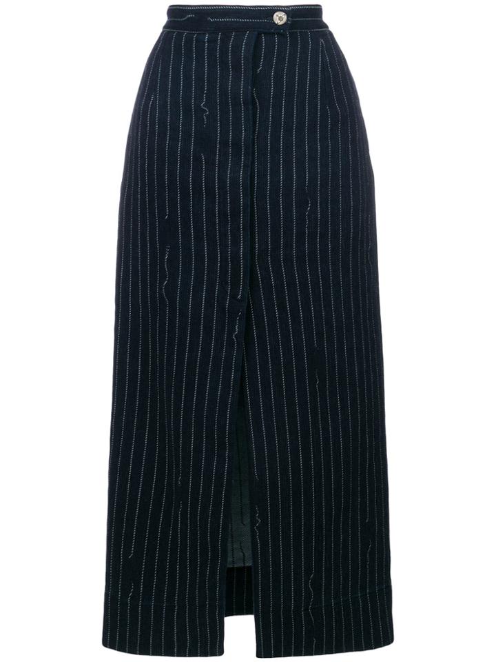 Vivienne Westwood Broken Pinstripes Midi Skirt - Blue
