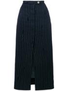 Vivienne Westwood Broken Pinstripes Midi Skirt - Blue