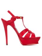 Saint Laurent Tribute Sandals, Women's, Size: 40, Red, Calf Leather/leather