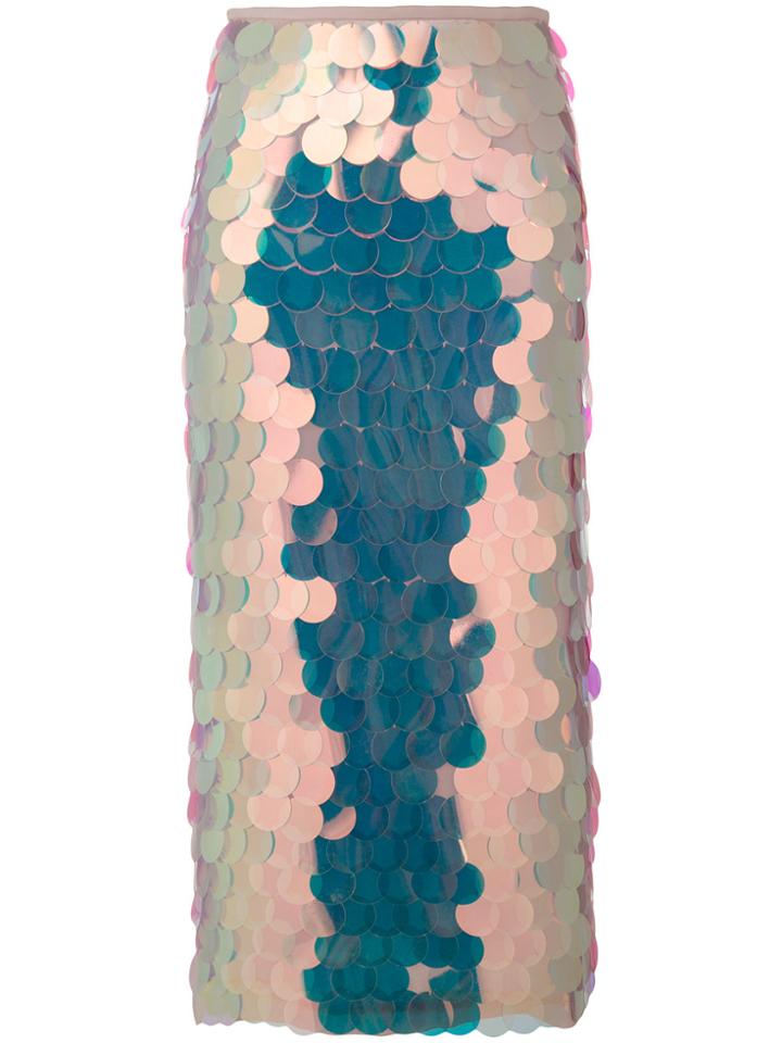 Sara Battaglia Iridescent Disk Skirt - Pink & Purple