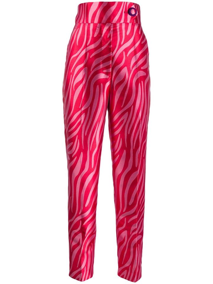 Sara Battaglia Zebra Jacquard High-rise Trousers - Pink