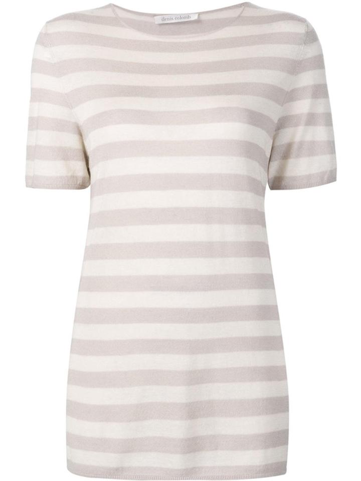 Denis Colomb Short Sleeved Striped Sweatshirt - Nude & Neutrals