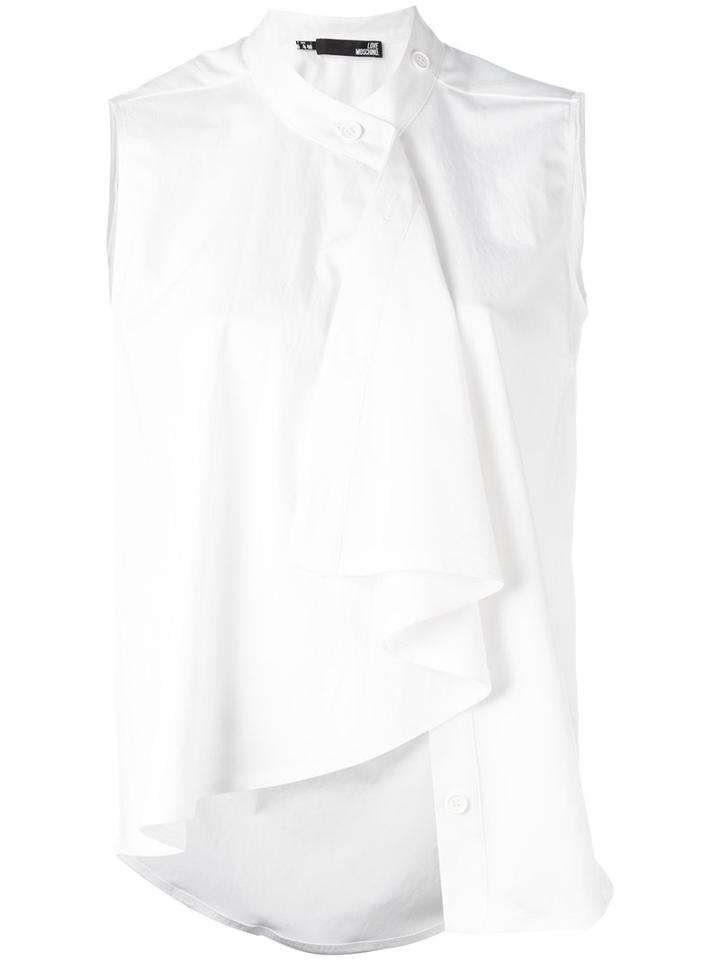 Love Moschino Draped Blouse, Women's, Size: 40, White, Viscose/polyester/spandex/elastane