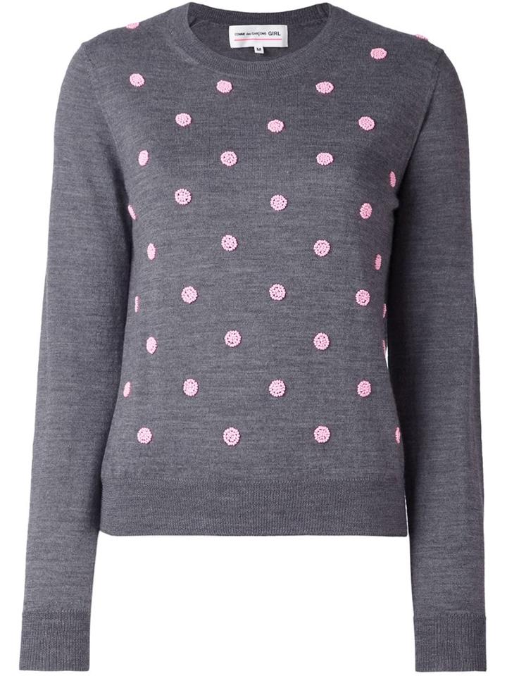 Comme Des Garçons Girl Beaded Dots Jumper, Size: Large, Grey, Wool