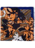 Etro Paisley Print Scarf, Men's, Orange, Linen/flax