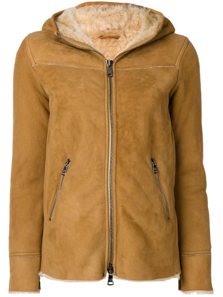 Giorgio Brato Shearling Hood Coat - Brown