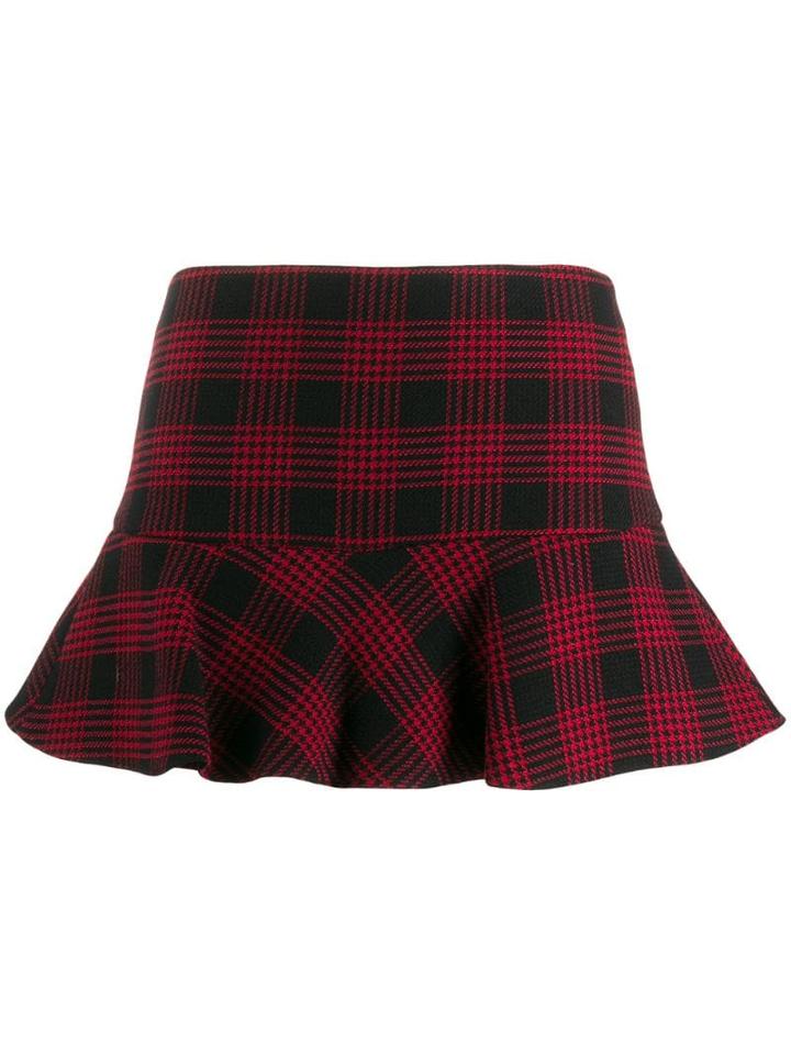 Red Valentino Plaid Ruffle Mini Skirt