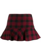 Red Valentino Plaid Ruffle Mini Skirt