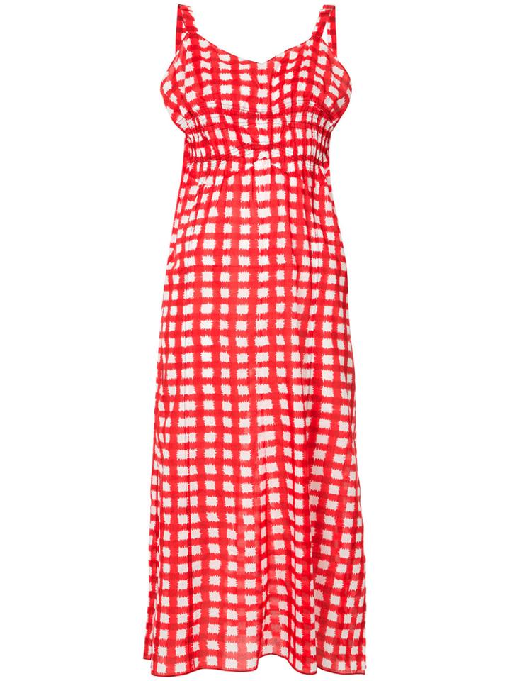 Marni Checked Empire Line Dress - Red