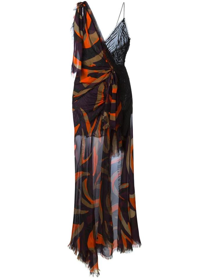 Versace Printed Wrap Long Dress