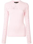 Versace Logo Lace Insert Top - Pink