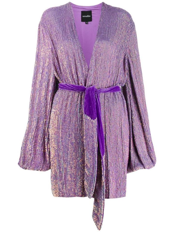 Retrofete Wrap V-neck Dress - Purple