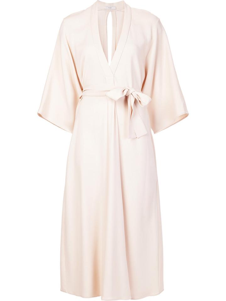 Tome V-neck Belted Dress, Size: 6, Pink/purple, Silk