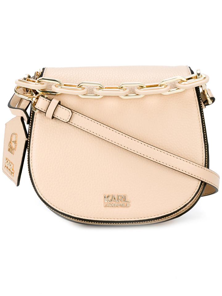Karl Lagerfeld - Logo Plaque Crossbody Bag - Women - Calf Leather - One Size, Women's, Nude/neutrals, Calf Leather
