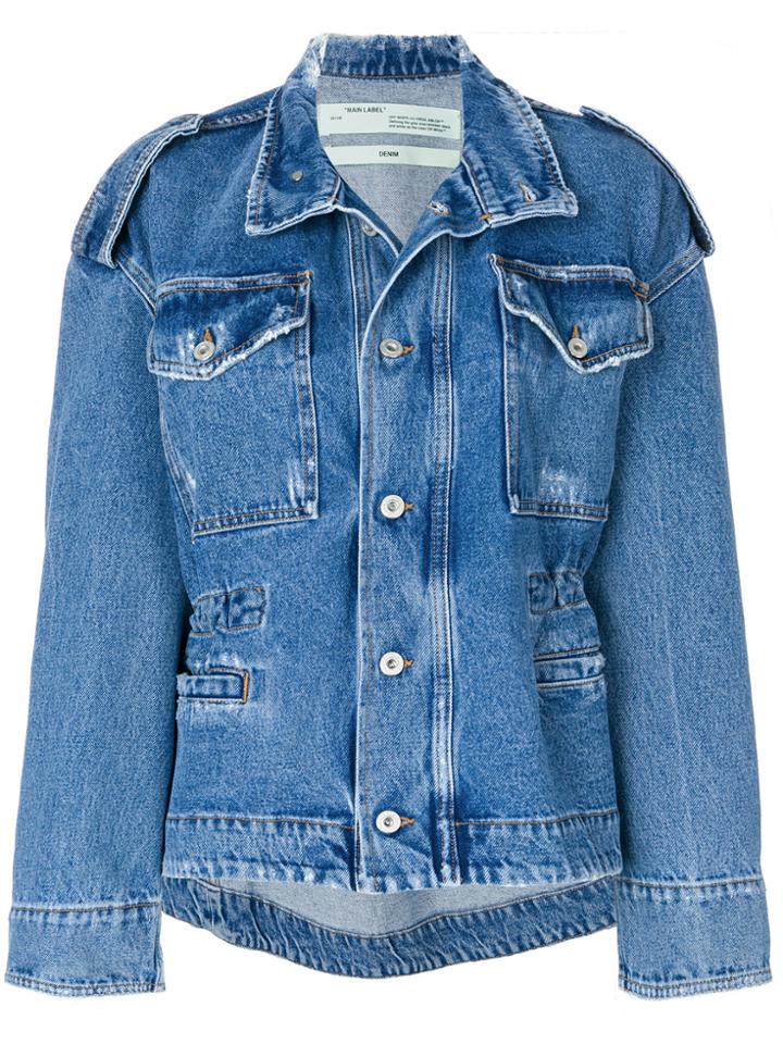Off-white Faded Print Denim Jacket - Blue