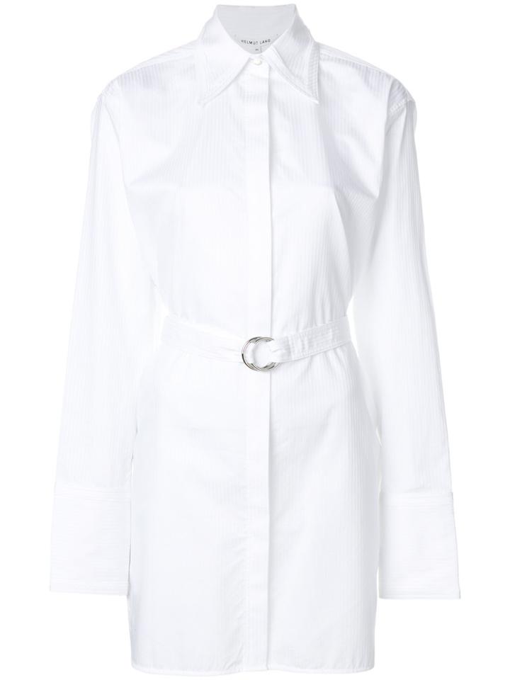 Helmut Lang Longline Belted Pinstripe Shirt - White