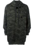 Unravel Camouflage Destroyed Hoodie, Men's, Size: Small, Green, Cotton/spandex/elastane