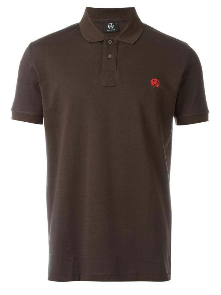 Ps By Paul Smith Embroidered Logo Polo Shirt, Men's, Size: Large, Brown, Cotton