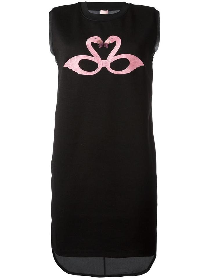 Giamba Flamingo Print Sleeveless Sweatshirt, Women's, Size: 42, Black, Cotton/polyester