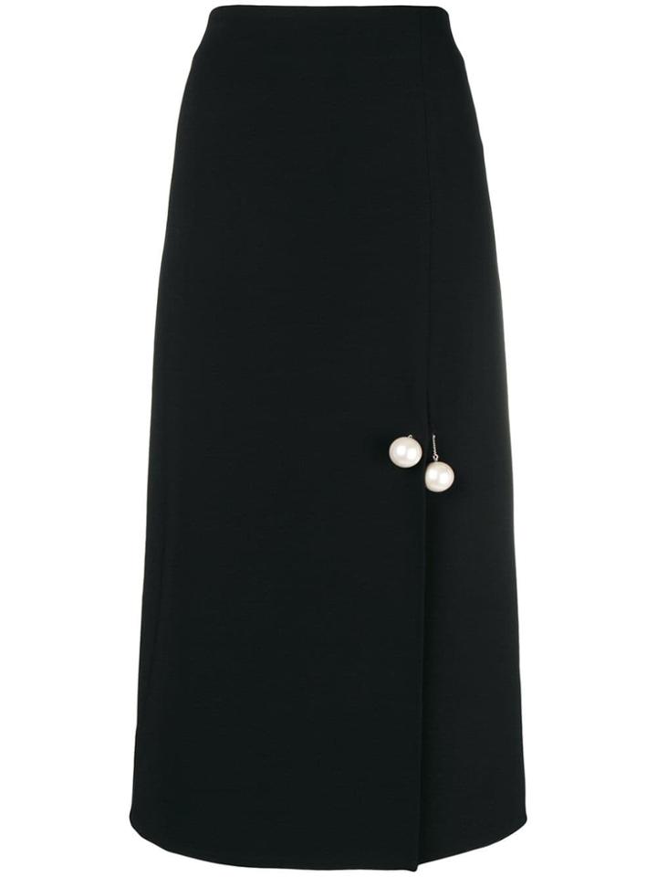 Ports 1961 Front-slit Flared Midi Skirt - Black