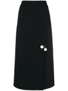 Ports 1961 Front-slit Flared Midi Skirt - Black