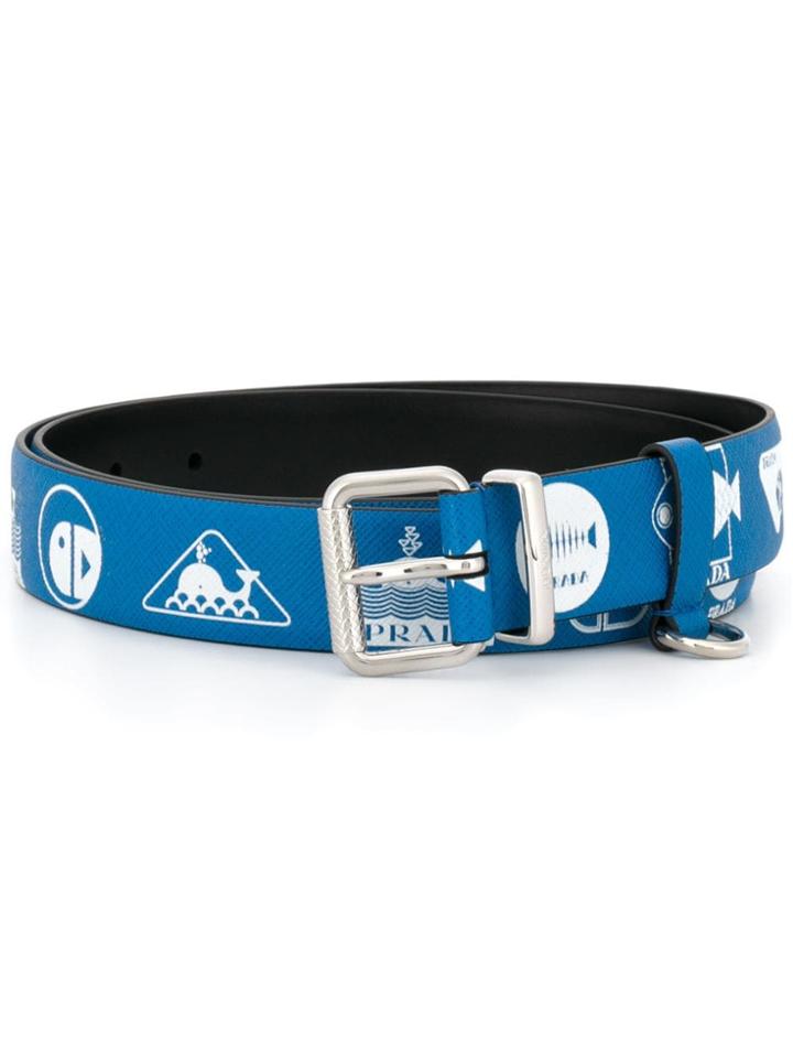 Prada All Over Print Belt - Blue