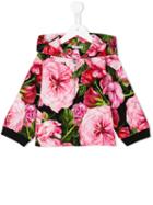 Dolce & Gabbana Kids Rose Print Zip Hoodie, Girl's, Size: 10 Yrs, Pink/purple