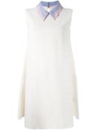 Roksanda Contrast Collar Dress, Women's, Size: 8, Nude/neutrals, Polyester/silk/polyamide/spandex/elastane