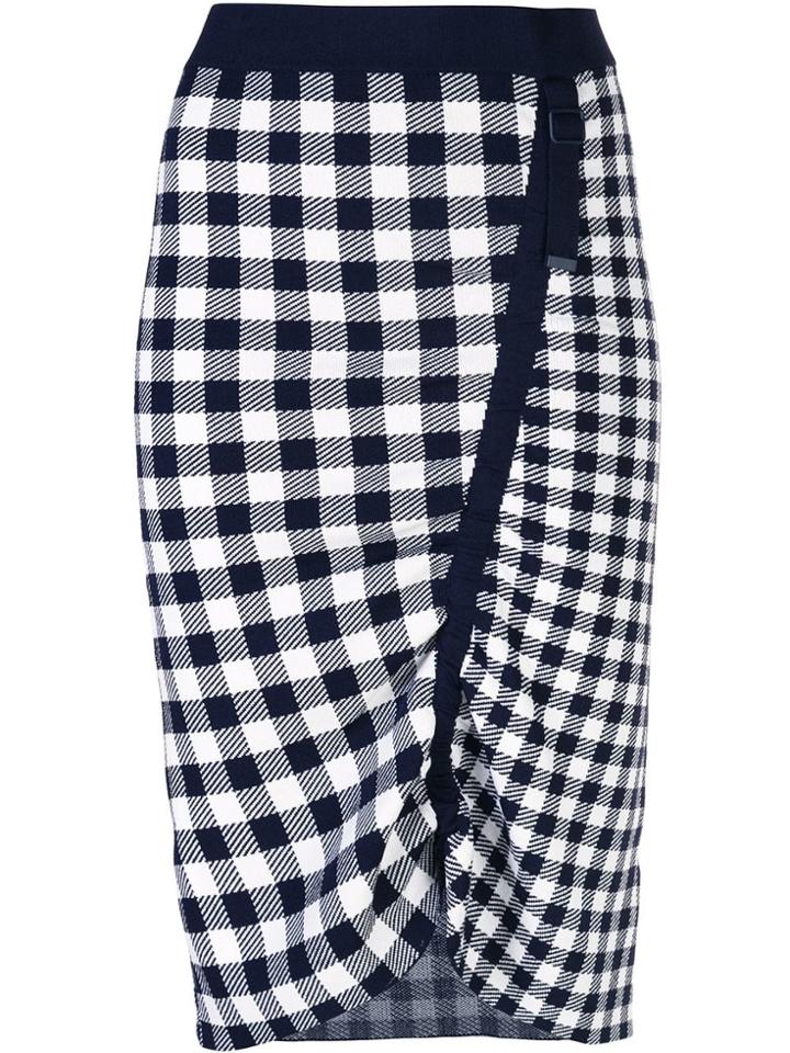 Jonathan Simkhai Gingham Asymmetric Pencil Skirt - Black