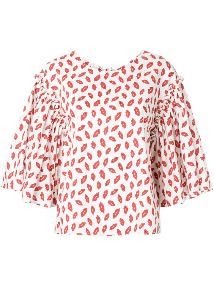 P.a.r.o.s.h. Lips Print Blouse - White