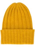 The Elder Statesman Rib Knit Beanie - Yellow & Orange