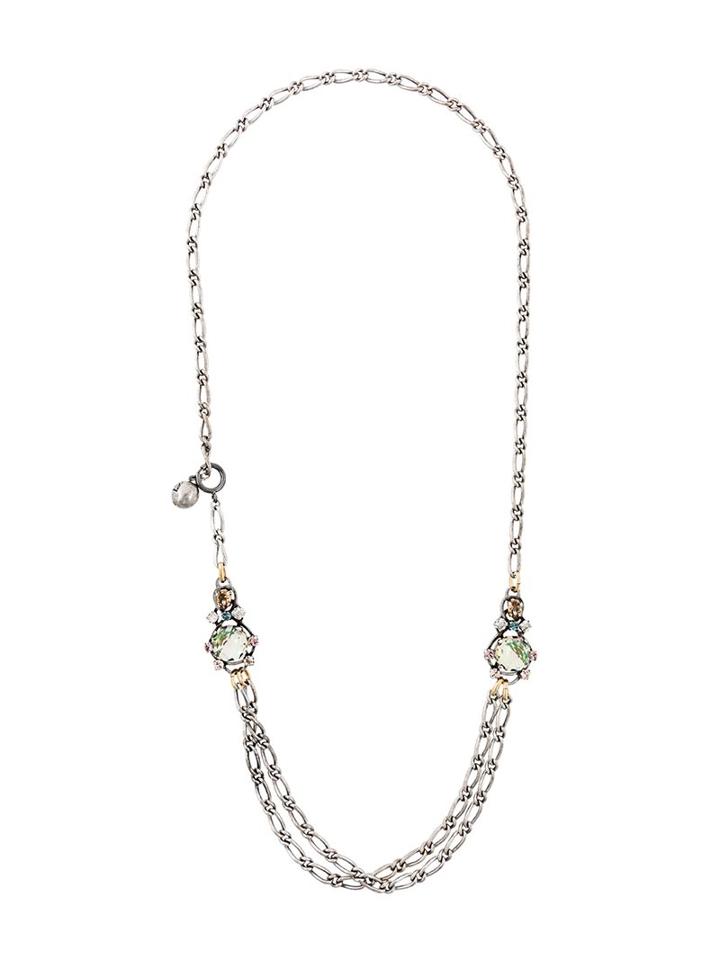 Lanvin Embellished Stone Necklace, Women's, Metallic