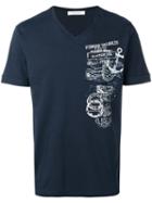 Pierre Balmain Logo Print T-shirt, Men's, Size: 46, Blue, Cotton