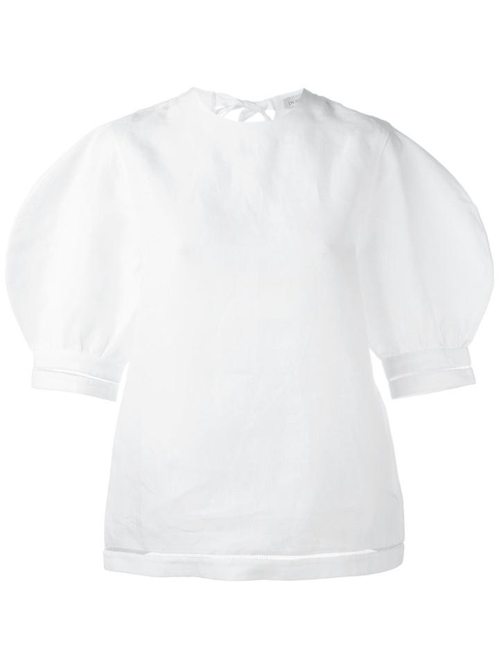 J.w.anderson Puff Sleeves Blouse, Women's, Size: 8, White, Linen/flax