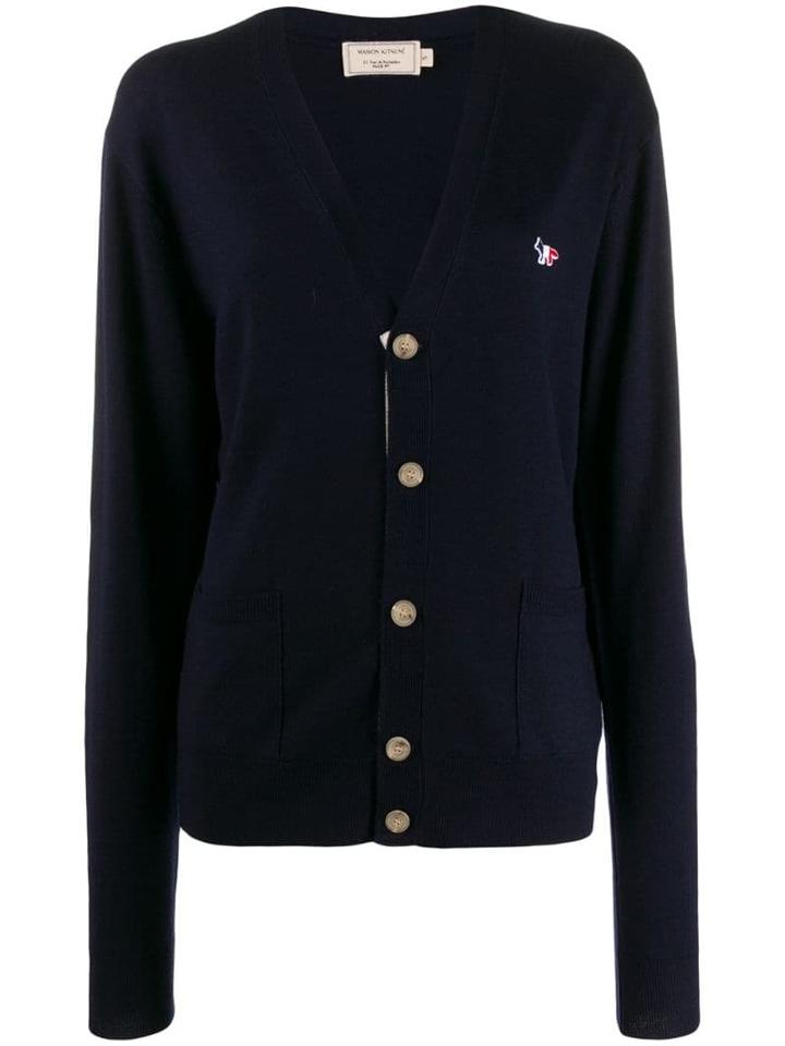 Maison Kitsuné Embroidered Logo Cardigan - Blue