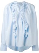 Vivetta - Ruffle Detail Blouse - Women - Cotton - 44, Blue, Cotton