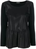 Twin-set Pleated Trim Top - Black