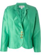 Christian Dior Vintage Brushed Satin Cropped Jacket - Green